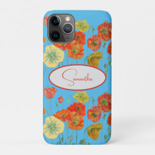 Red Orange Poppy Poppies floral Blue Girls Name iPhone 11 Pro Case