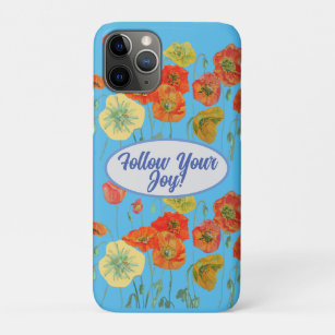 Red Orange Poppy Poppies floral Blue Your Joy Case-Mate iPhone Case