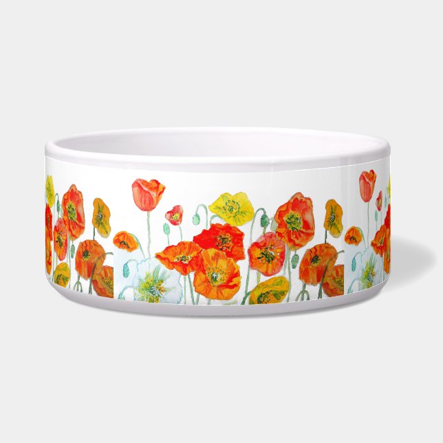 Red Orange Poppy Watercolour Flower Ribbon (Front)