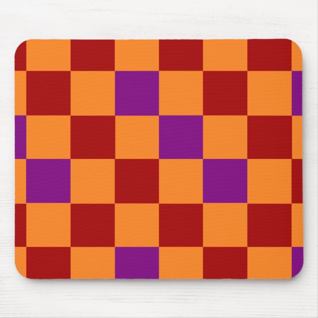 Red Orange Purple Chequered Pattern Design  Mouse Pad (Front)