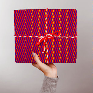 Red Orange Purple Chevron Stripes Trippy Abstract Wrapping Paper
