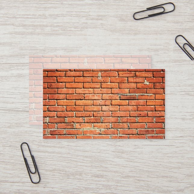 Red Orange Small Brick Wall Urban Business Card (Front/Back In Situ)