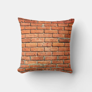 Red Orange Small Brick Wall Urban Cushion