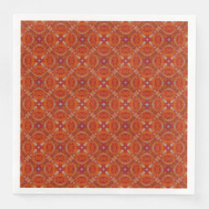 Red, Orange Spanish Diamond Tiled Pattern Napkin