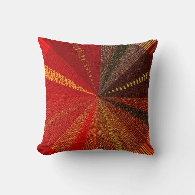 Red Orange Spiral Vortex Outdoor Pillow (Front)