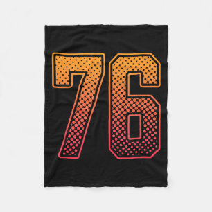Red Orange Sports Number 76 Jersey Player Uniform Fleece Blanket