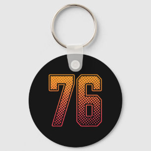 Red Orange Sports Number 76 Jersey Player Uniform Key Ring
