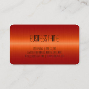 Red Orange Stainless Steel Metal Look Business Card