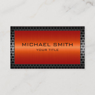Red Orange Stainless Steel Modern Metal Border Business Card