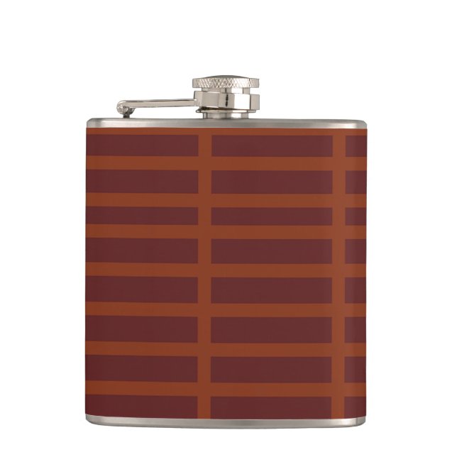 Red orange striped pattern hip flask (Front)