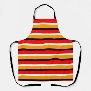 Red Orange Stripes Pattern Design Apron