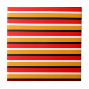 Red Orange Stripes Pattern Design Ceramic Tile