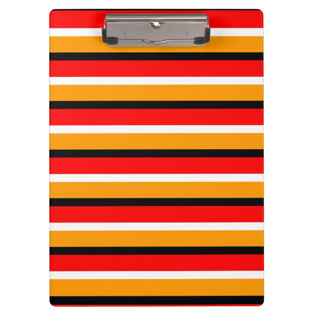 Red Orange Stripes Pattern Design Clipboard (Front)