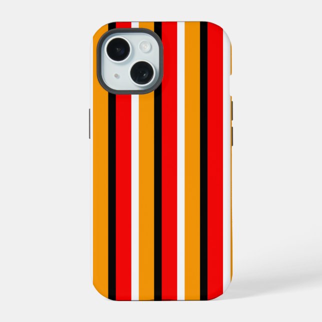 Red Orange Stripes Pattern Design iPhone 15 Case (Back)