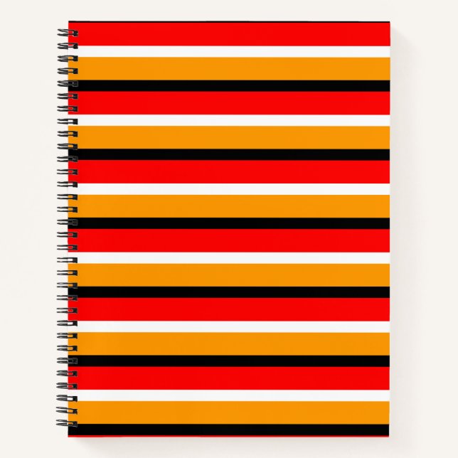 Red Orange Stripes Pattern Design Notebook (Front)