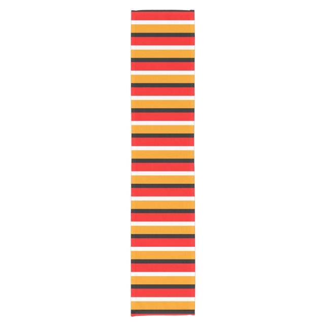 Red Orange Stripes Pattern Design Short Table Runner (Front)