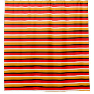 Red Orange Stripes Pattern Design Shower Curtain