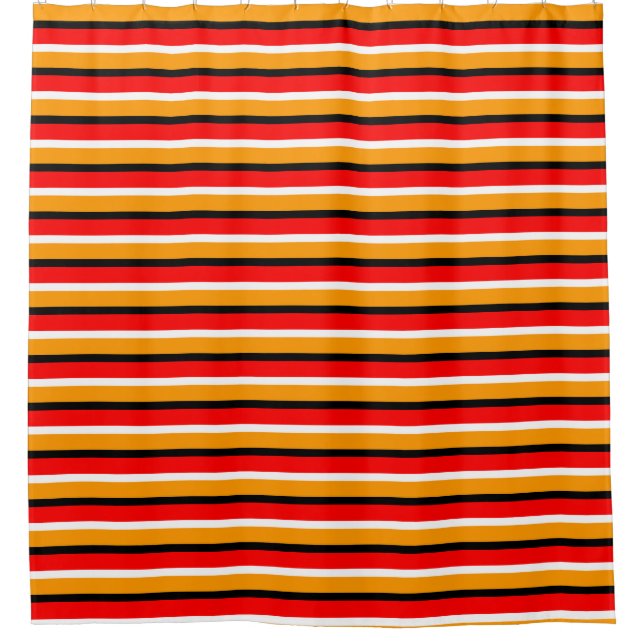 Red Orange Stripes Pattern Design Shower Curtain (Front)