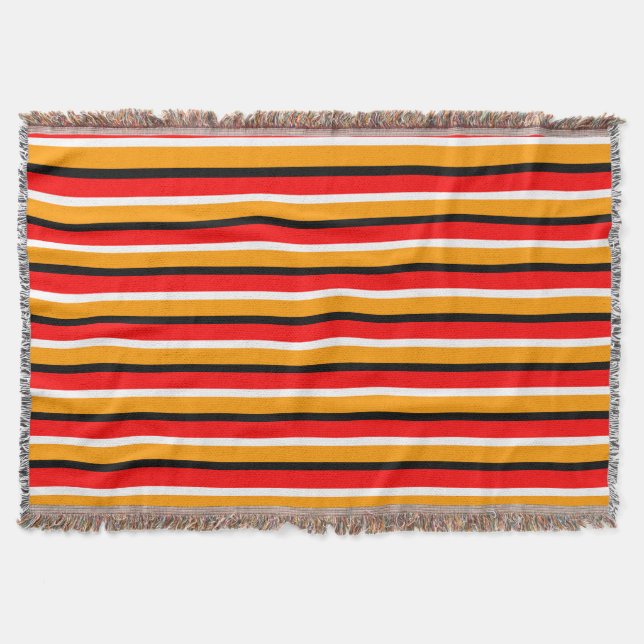 Red Orange Stripes Pattern Design Throw Blanket (Front)