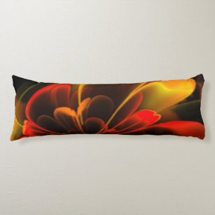 Red Orange Stylised Flower Half Corolla Body Cushion