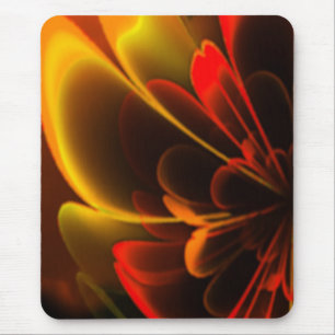 Red Orange Stylised Flower Half Corolla Mouse Pad