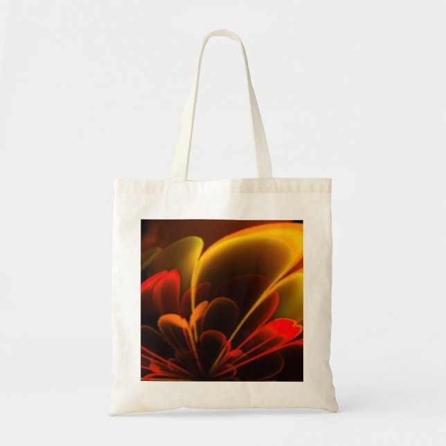 Red Orange Stylised Flower Half Corolla Tote Bag (Front)