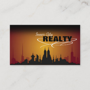 Red & Orange Sunset City Realtor Business Card