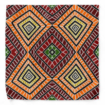 red orange Tribal African Mud Cloth head wrap