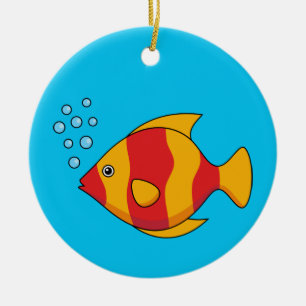 Red Orange Tropical Fish Ceramic Ornament
