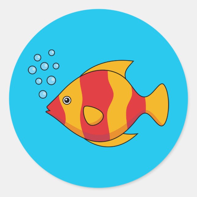 Red Orange Tropical Fish  Classic Round Sticker (Front)