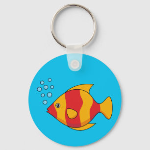 Red Orange Tropical Fish  Key Ring
