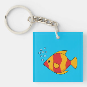 Red Orange Tropical Fish Key Ring