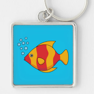 Red Orange Tropical Fish  Key Ring