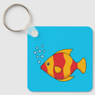 Red Orange Tropical Fish Key Ring