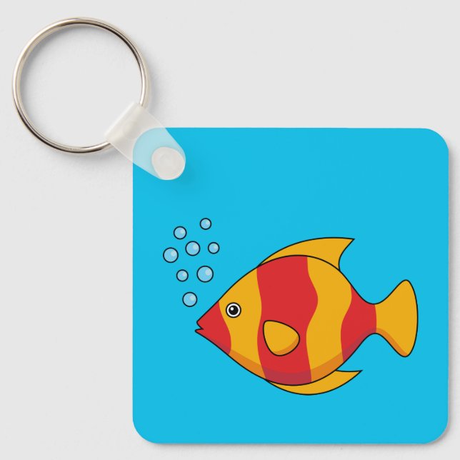 Red Orange Tropical Fish  Key Ring (Front)