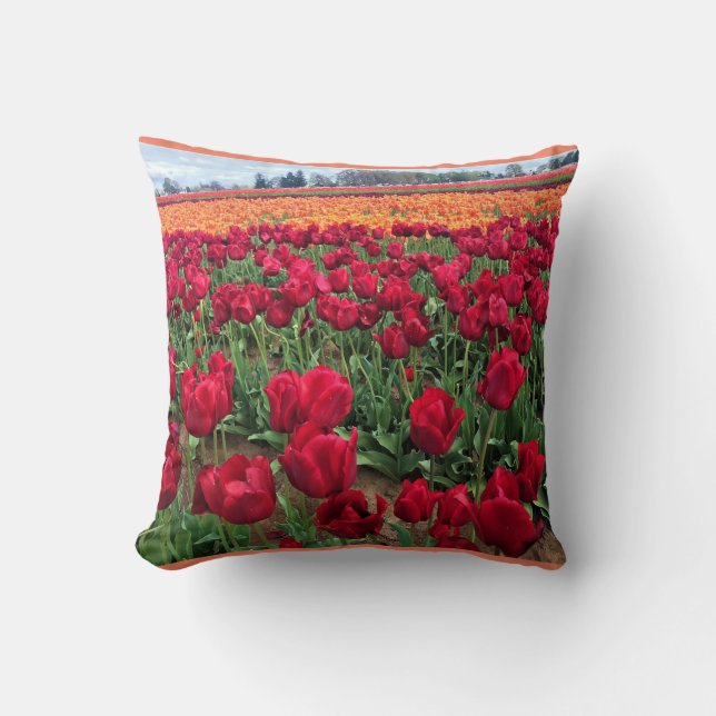 Red & Orange Tulip Field, Oregon Cushion (Front)