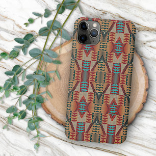 Red Orange Turquoise Teal Mosaic Art Pattern iPhone 13 Pro Max Case