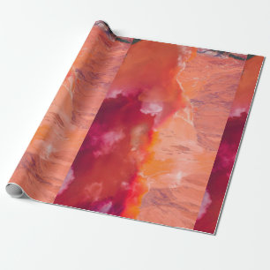 Red-orange Waves Wallpaper Wrapping Paper