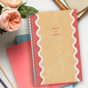 Red Orange Wavy Lines Spiral Journal Notebook