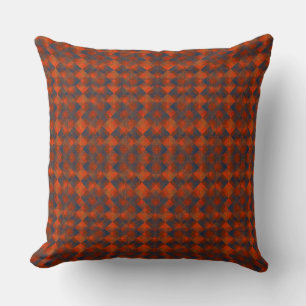 Red orange weird chequered, canvas fabric effect cushion