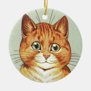 Red Orange & White Cat, Louis Wain Ceramic Ornament