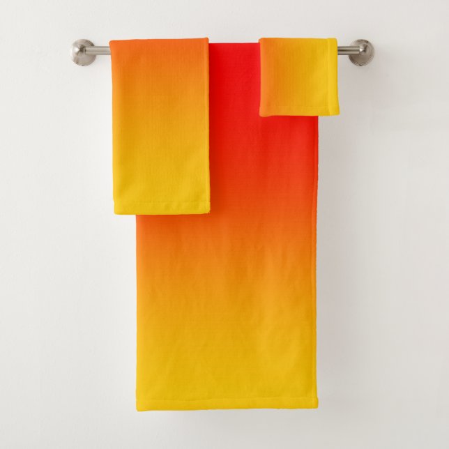 Red Orange Yellow 3 Piece  Bath Towel Set (Insitu)