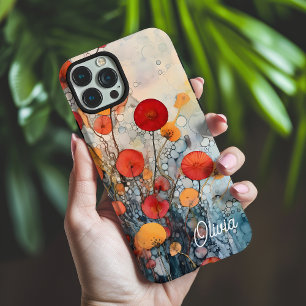 Red Orange Yellow Abstract Floral Name iPhone 16 Pro Max Case