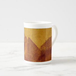 Red orange yellow abstract painting design art bone china mug