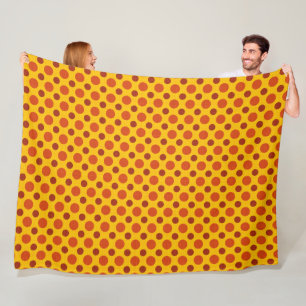 RED ORANGE YELLOW AUTUMN POLKA DOTS FLEECE BLANKET