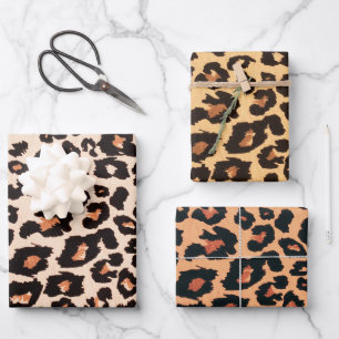 Red Orange Yellow Black Leopard Animal Print Wrapping Paper Sheet
