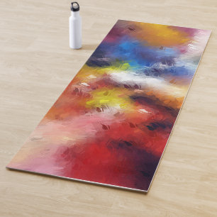 Red Orange Yellow Blue Abstract Art Template Yoga Mat