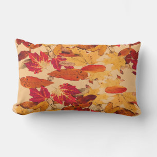 Red Orange Yellow Brown Autumn Leaves Outdoor Cushion