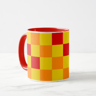 Red Orange Yellow Checkered Pattern Design  Mug
