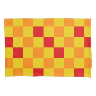 Red Orange Yellow Checkered Pattern Design Pillowcase